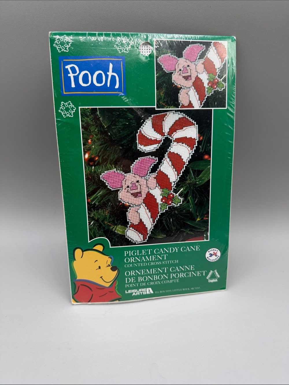Disney Piglet Candy Cane Ornament 14 Count Perforated Plastic Cross Stitch Kit